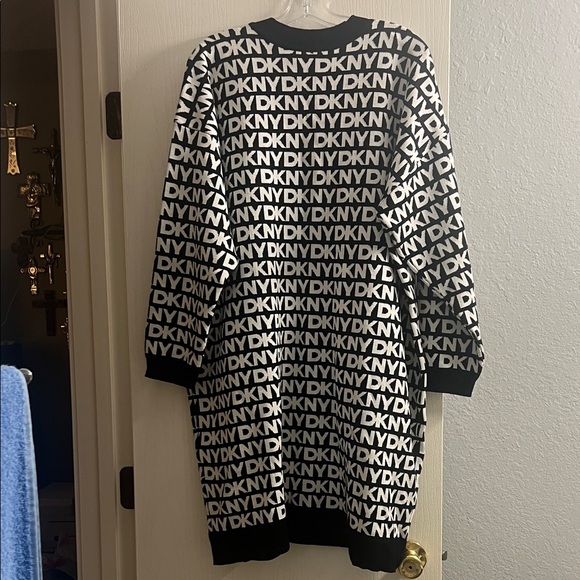 DKNY Monochrome Logo Knit Dress - Picture 3 of 3